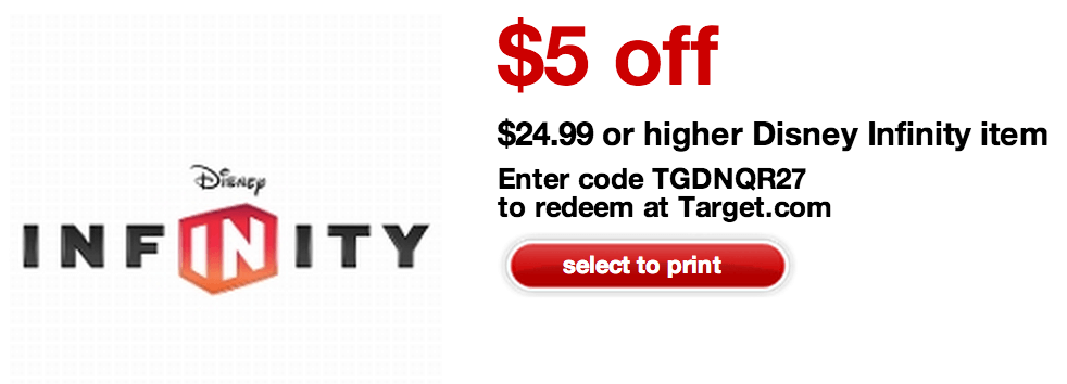 Target Disney Infinity $5 Coupon